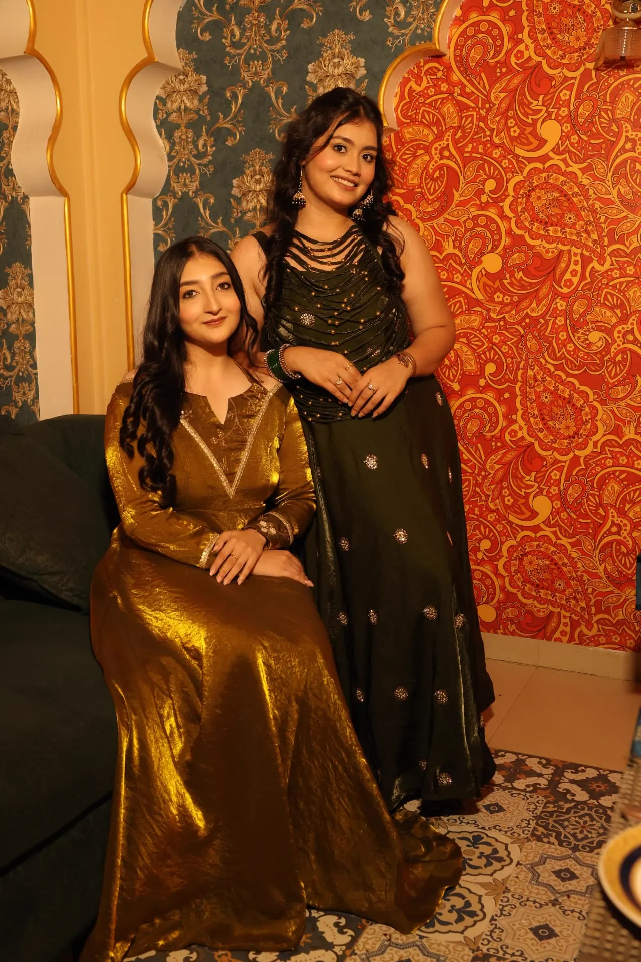 Gold and emerald festive duo