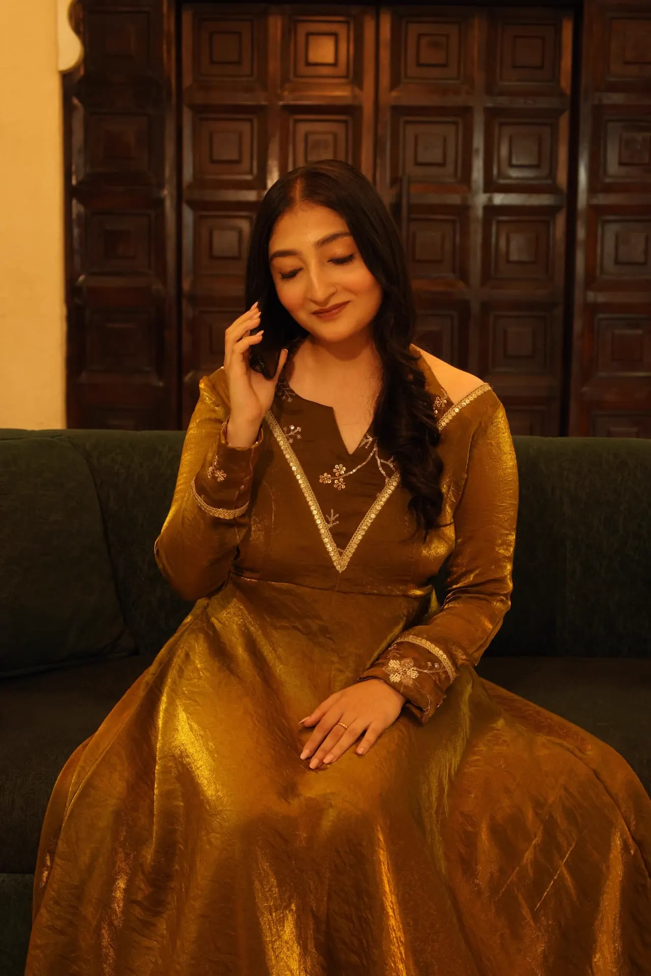 Gold anarkali detail